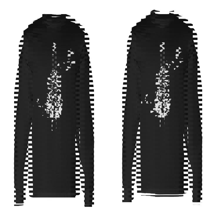 蝶とコントラバス 長袖Tシャツ