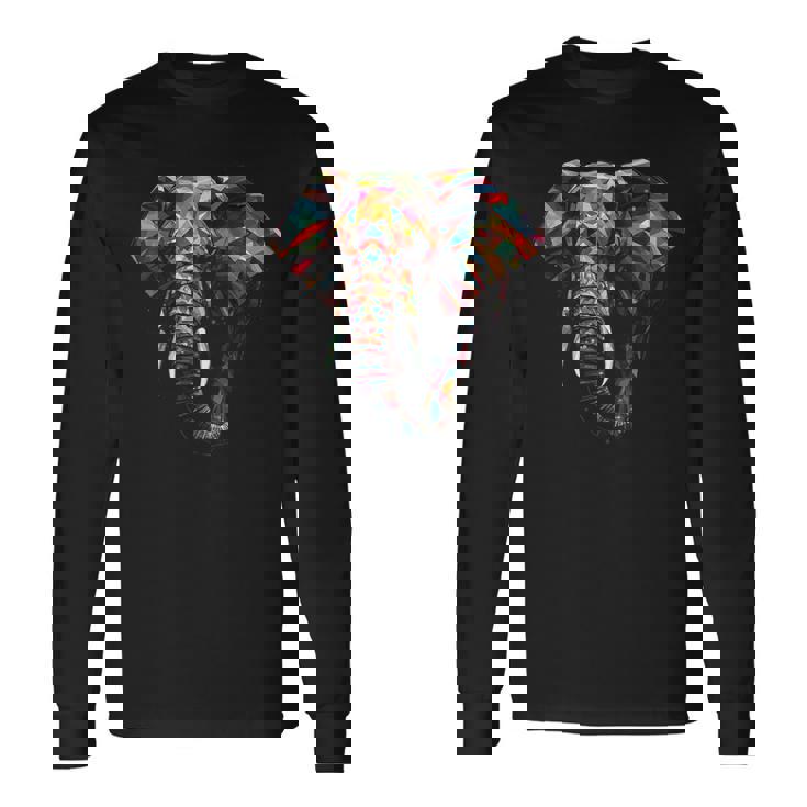 象 多角形 アートワーク 長袖Tシャツ