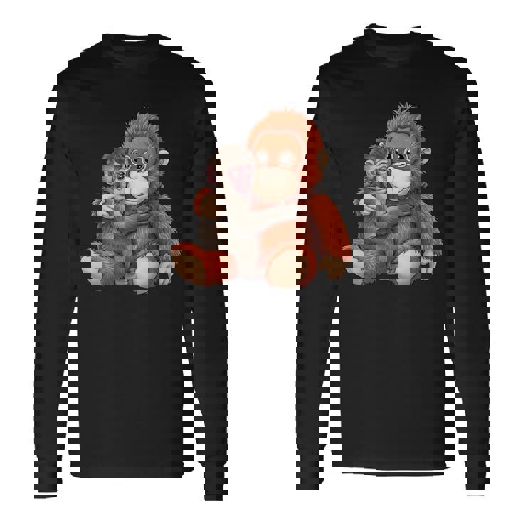 赤ちゃん用 マカク 抱きしめる ぬいぐるみ かわいい オランウータン モンキー パンチ ギフト 長袖tシャツ 長袖Tシャツ