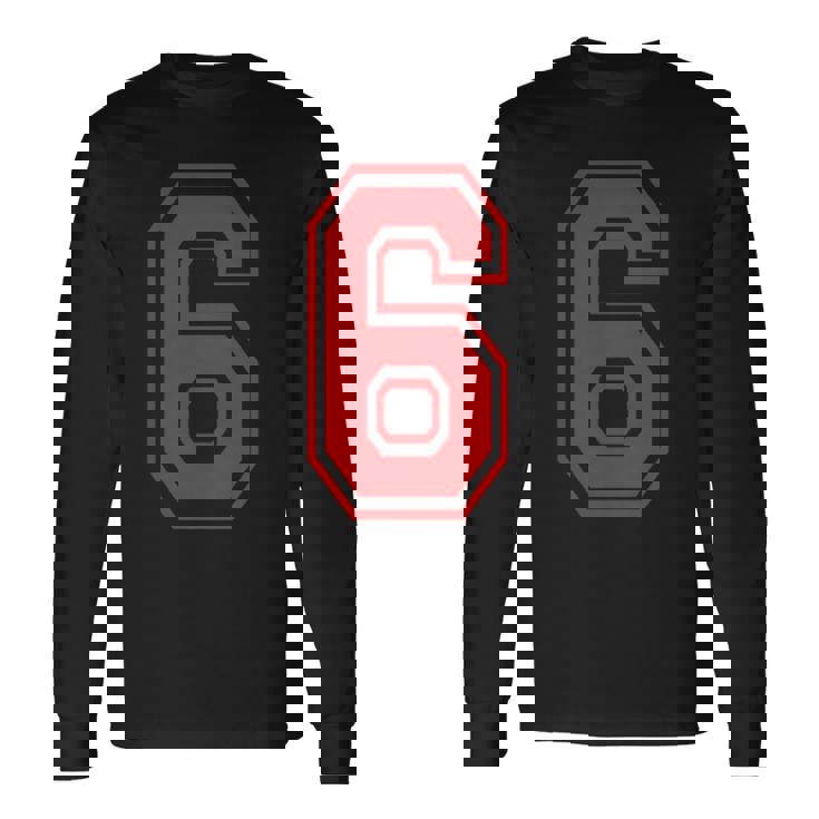 赤の6番スポーツスタイル。 長袖Tシャツ