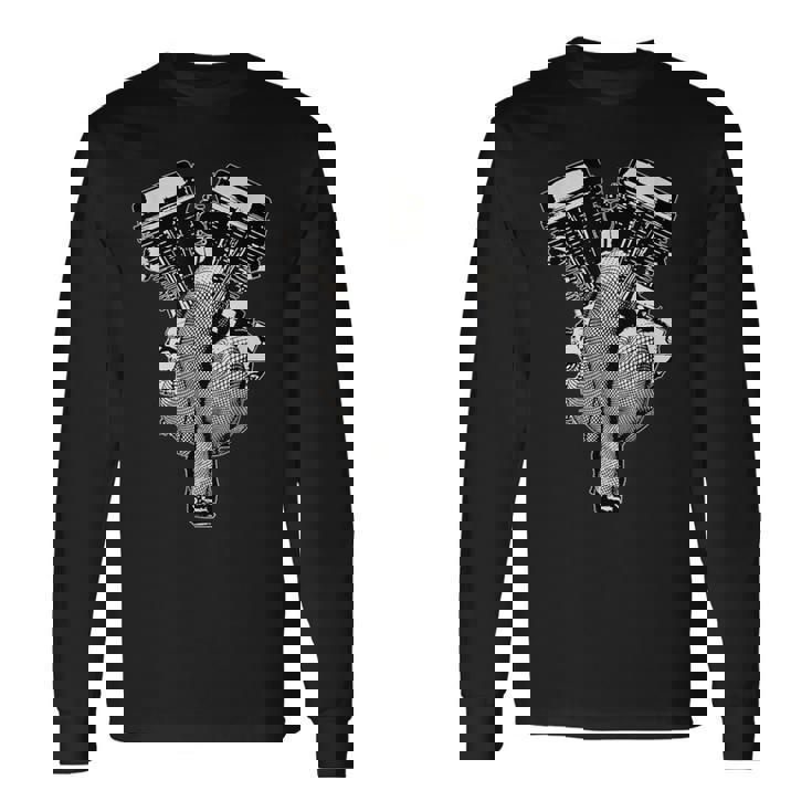 超セクシーhdパンヘッドピンナップバイク、バイカーギアvtwin 長袖Tシャツ