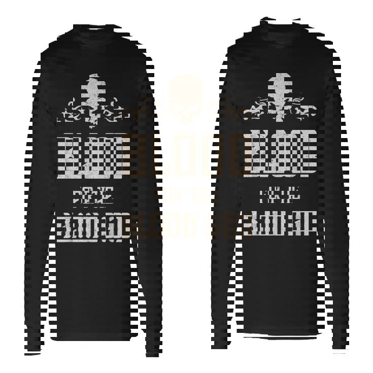 邪悪な頭蓋骨の血 血神 地獄の魔王 長袖Tシャツ ギフトのアイデア