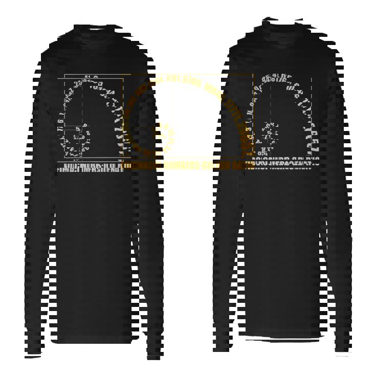 金比 フィボナッチスパイラル タイポグラフィック 長袖Tシャツ