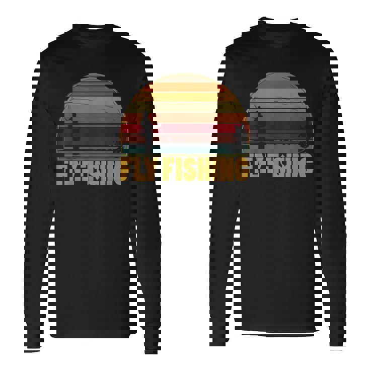 釣竿を使ったレトロなフライフィッシング フィッシャーマンフライフィッシング 長袖Tシャツ