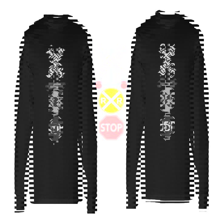 鉄道 踏切 標識 電車 作業員 エンジニア Railfan 長袖Tシャツ