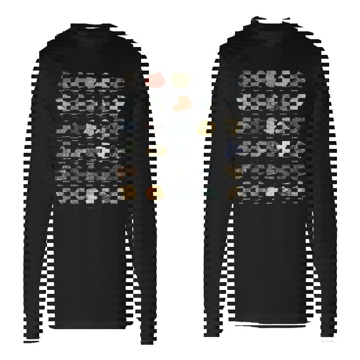 鉱石 宝石 クリスタル ロックコレクション 長袖Tシャツ
