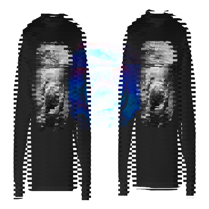 銀河 イルカ 宇宙 地球 海 長袖Tシャツ