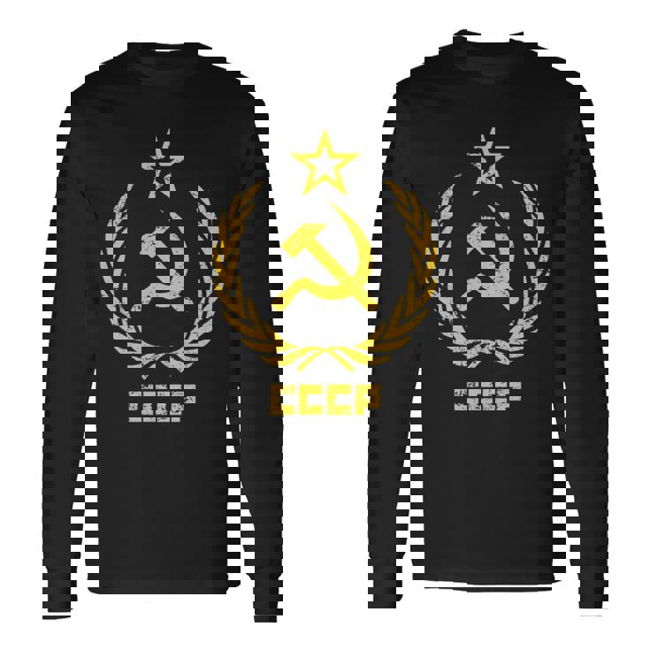 鎌と槌の星cccpソビエト連邦 長袖tシャツ 長袖Tシャツ