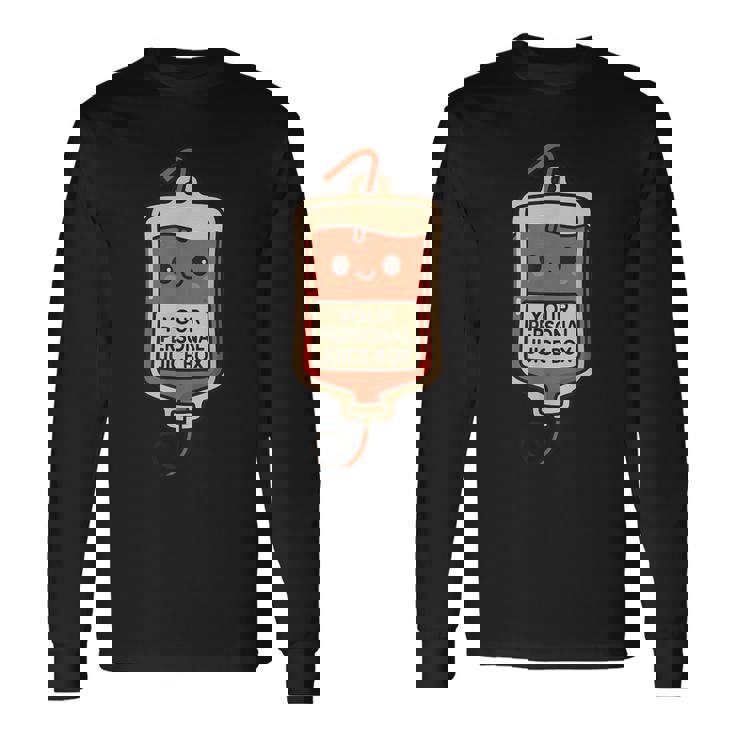 面白い かわいい 静脈内科医 血液バッグ 看護師 医療 ユーモア 長袖Tシャツ