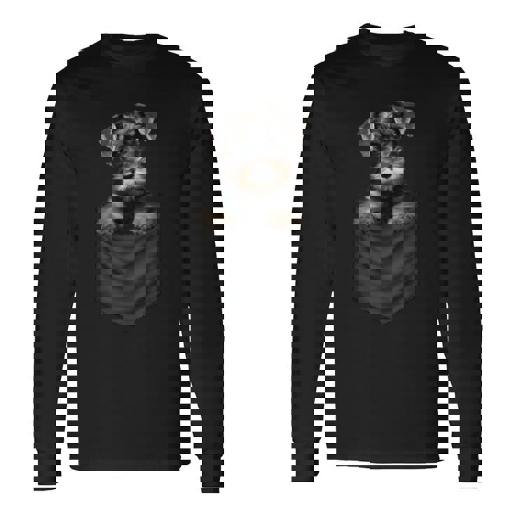 面白いtシャツ シュナウザー ポケット イヌ わんこ メンズ 犬好き グッズ おもしろ 面白い 服 ネタ 長袖tシャツ 長袖Tシャツ