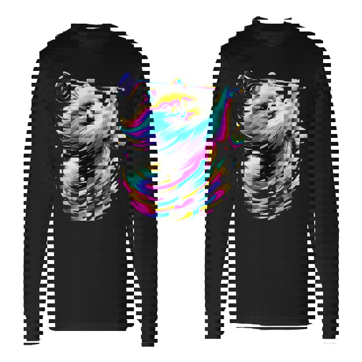 面白いtシャツ ポメラニアン ゴルフ イヌ メンズ 犬好き グッズ かわいい おもしろ 面白い 服 ネタ 長袖Tシャツ