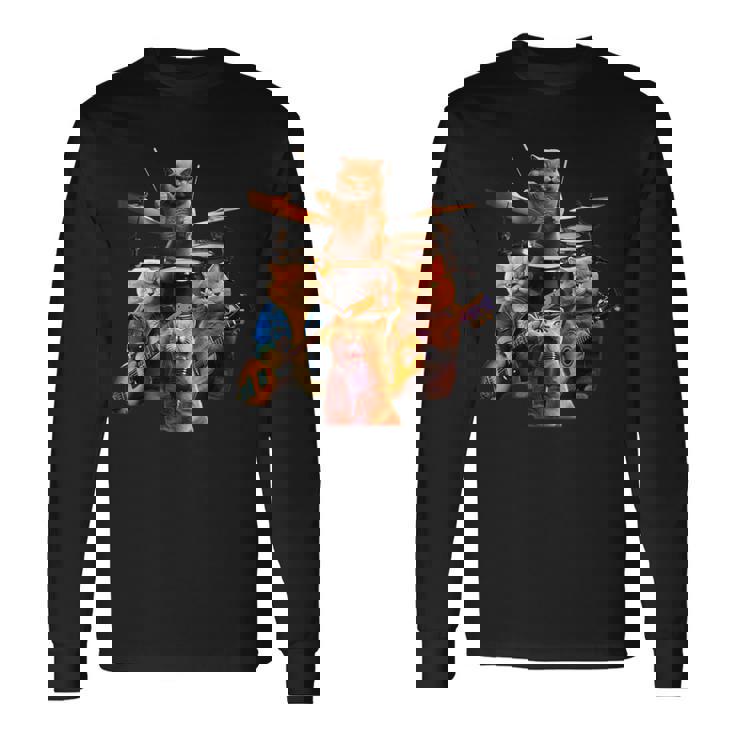 面白いtシャツ 猫 ネコ ギター バンド メンズ 猫好き グッズ おもしろ 面白い 服 ネタ にゃんこ 長袖Tシャツ