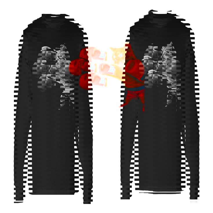 面白いtシャツ 猫 ネコ ボクシング メンズ 猫好き グッズ おもしろ 面白い 服 ネタ にゃんこ 猫の下僕 長袖Tシャツ