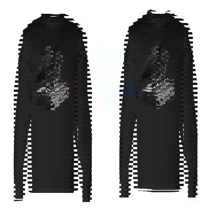 面白いtシャツ 鳥 カラス シンセサイザー メンズ グッズ おもしろ 面白い 服 ネタ バードウォッチング 長袖Tシャツ