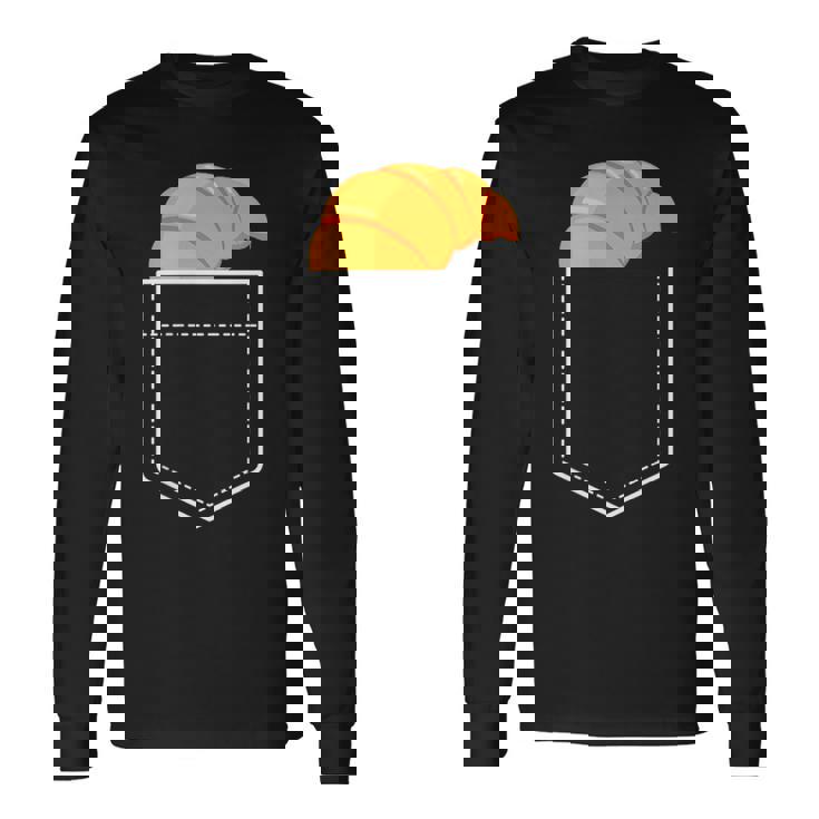 面白いクロワッサンインザポケット 食通 フレンチクロワッサンポケット 長袖Tシャツ