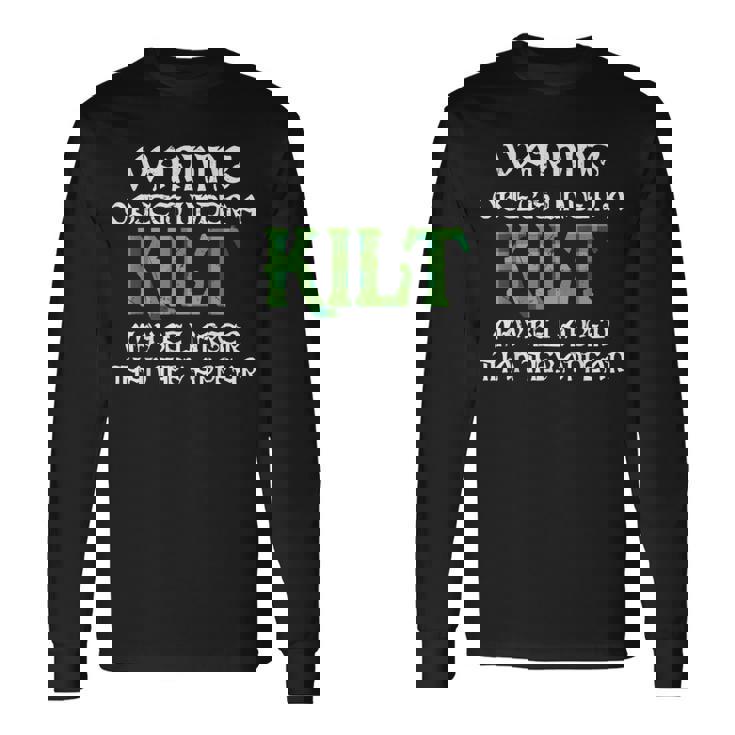 メンズ 面白いタータンスカート キルトの言葉 男性用 長袖Tシャツ