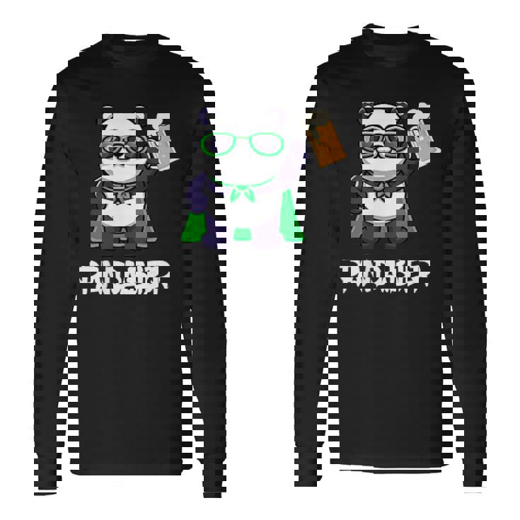面白いパンダパンダビールドリンカー パンダビール 長袖Tシャツ ギフトのアイデア