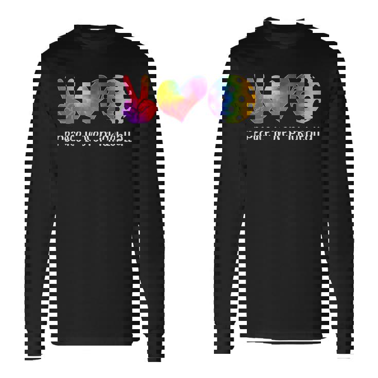 面白いピックルボール タイダイ 引退した平和愛のピックルボール 長袖Tシャツ