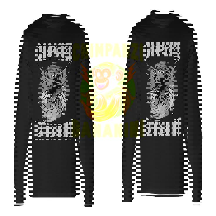 面白いモンキー・チンパンジーニ・バナニーニ・イタリアン・ブレインロット・ミーム 長袖Tシャツ