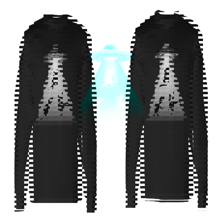 面白いヴィンテージエイリアン恐竜愛好家誘拐ギフト 大人キッズ 長袖Tシャツ