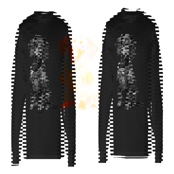 面白い犬ロボット技術サイボーグい 犬ロボット動物 Ai Lover Robotic Dog 長袖tシャツ 長袖Tシャツ