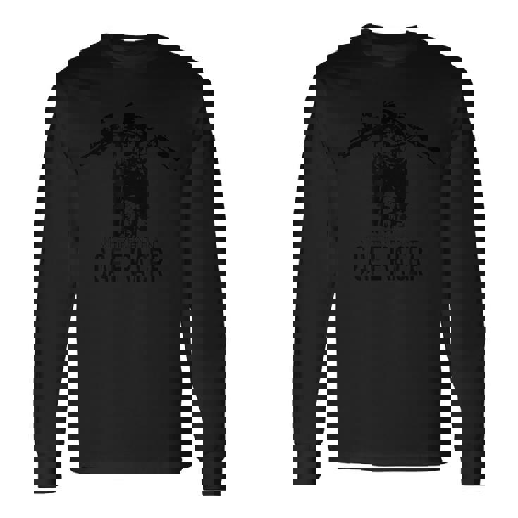 面白い退職プランカフェレーサー 長袖Tシャツ