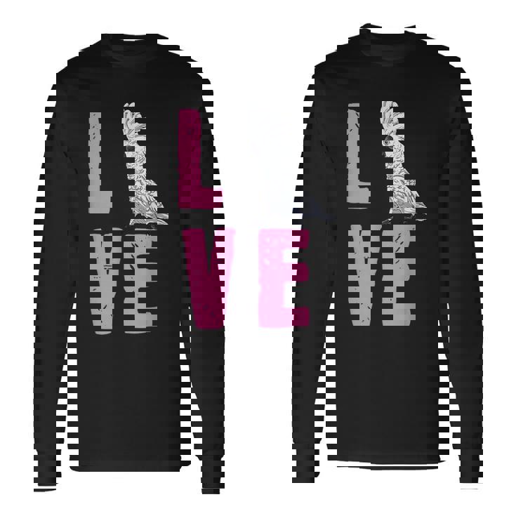 面白い鳥の恋人の贈り物-タイハクオウム 長袖Tシャツ