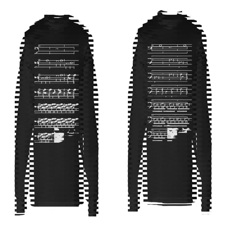 音楽好き サメ 鮫 バス記号 メロディー フレーズ ミュージシャン 音楽ファン 映画ファン おもしろ デザイン 長袖Tシャツ