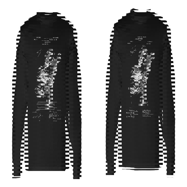 顕微鏡顕微鏡愛好家 レトロサイエンス微生物学 長袖Tシャツ