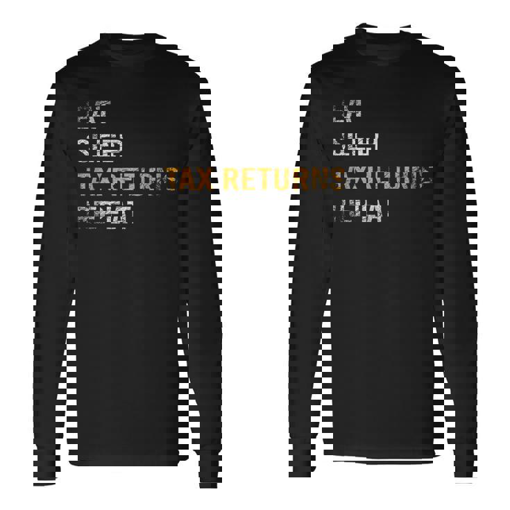 食べる睡眠確定申告繰り返し課税シーズン 長袖Tシャツ