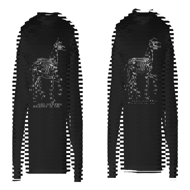 馬の骨格系 スタディ エクウス フェラス 馬の恋人 ビンテージ 長袖Tシャツ