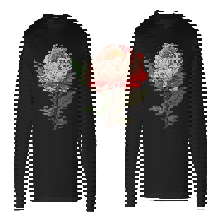 魅惑的な牡丹ブーケ 長袖Tシャツ