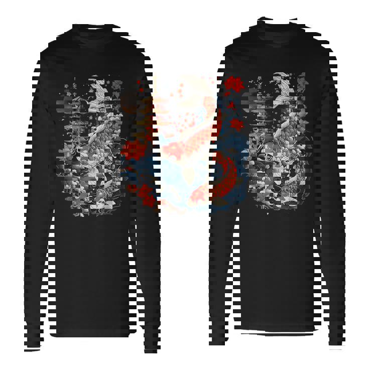 鯉 桜 桜 季節 アジアン 鯉 塔 寺 長袖Tシャツ