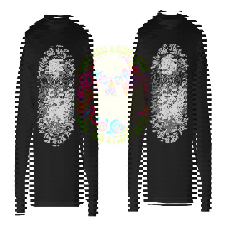 鶏好き ふわふわ お尻 バイブ 動物 ユーモア 長袖Tシャツ