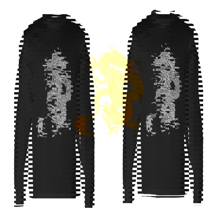 黄金龍 龍 幸運 富裕 幸せ 星 長袖Tシャツ