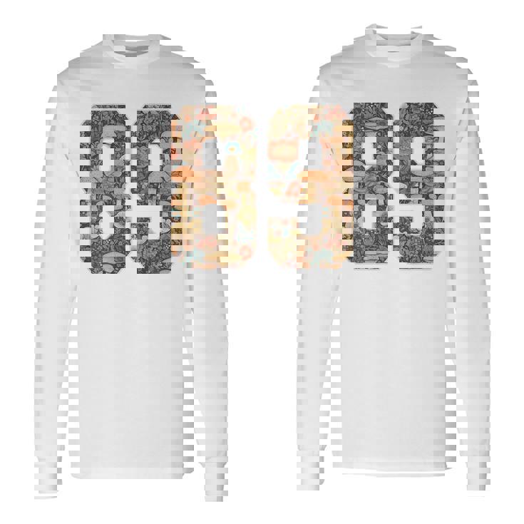 89 ナンバー コテージコア マッシュルーム レトロ フラワー裏側に 長袖Tシャツ ギフトのアイデア