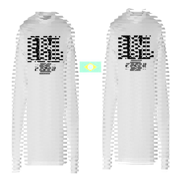 Brasil Est 1500 ブラジル ブラジリアン 国旗 プライド 長袖tシャツ 長袖Tシャツ