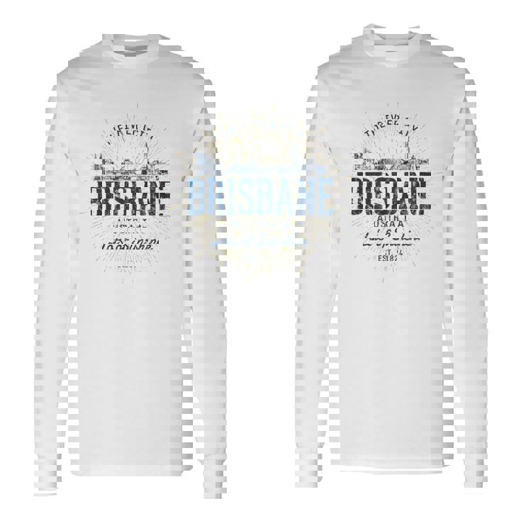 Brisbane Australia オーストラリアレトロスタイルヴィンテージブリスベン 長袖Tシャツ