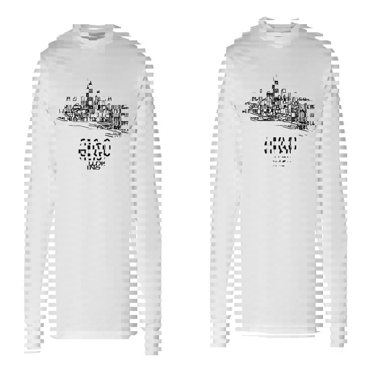 Chicago Illinois Skyline Buildings Architecture Souvenir Long Sleeve T-Shirt
