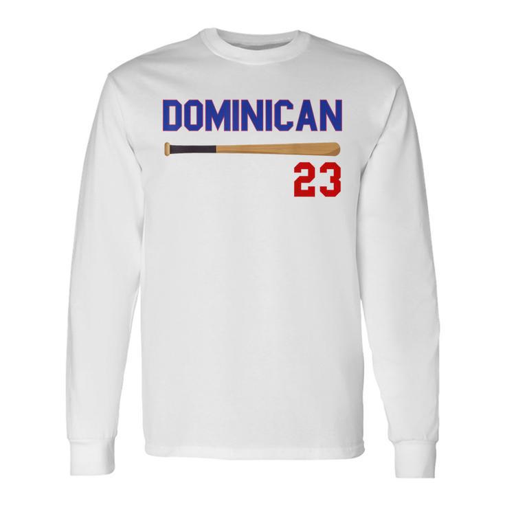Dominicano Flag Rd República Dominicana De Béisbol Camiseta de manga larga
