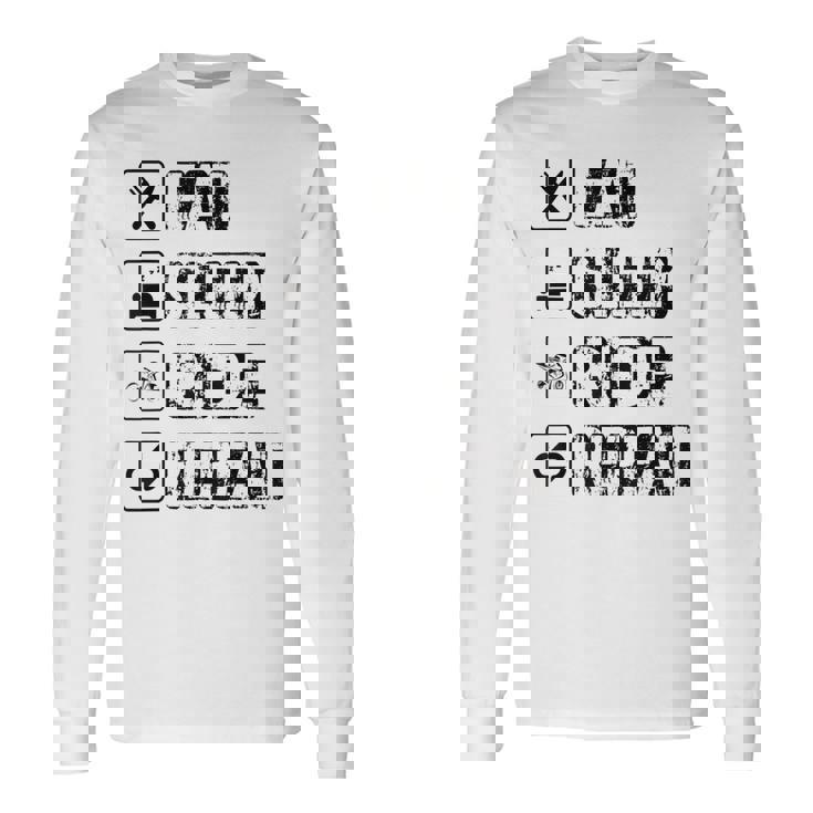 Eatleep Ride Repeat オートバイ バイク モーターサイクリスト 格言 長袖Tシャツ