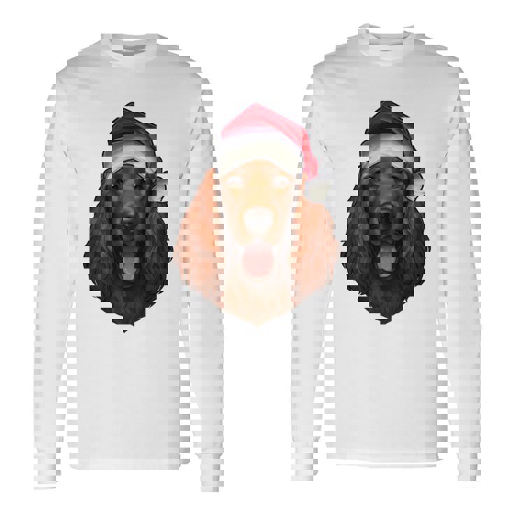 Santa Hat Xmas Pajamas Irish Setter Dog Christmas Long Sleeve T-Shirt