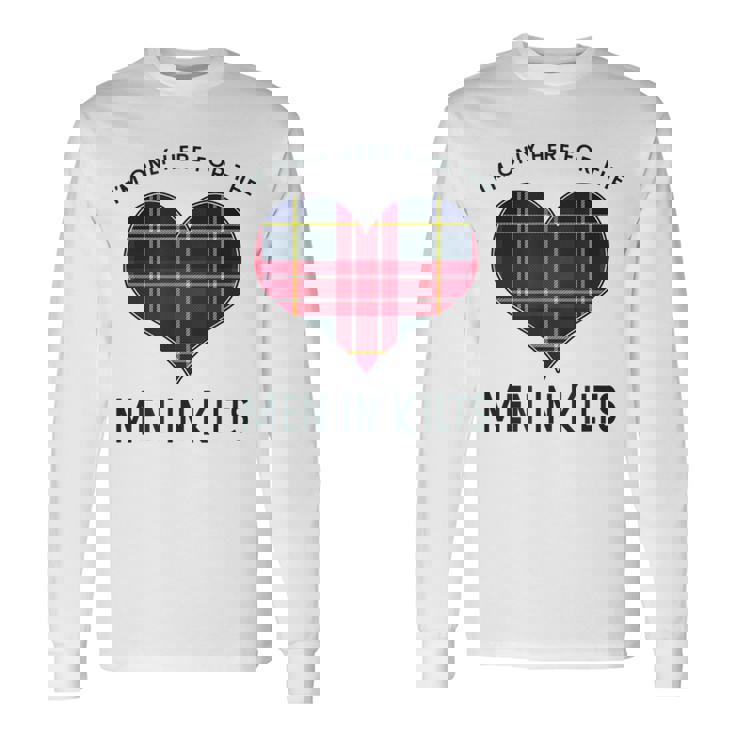 I'm Only Here For The In Kilts タータンチェック ハート 長袖Tシャツ
