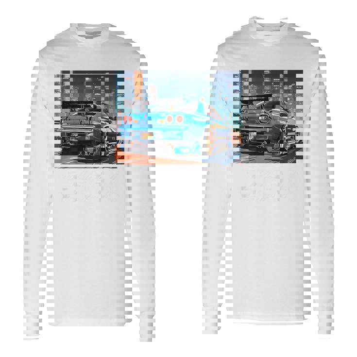 Jdmナイトドリフトレースカー東京スカイラインデザイン。 長袖Tシャツ