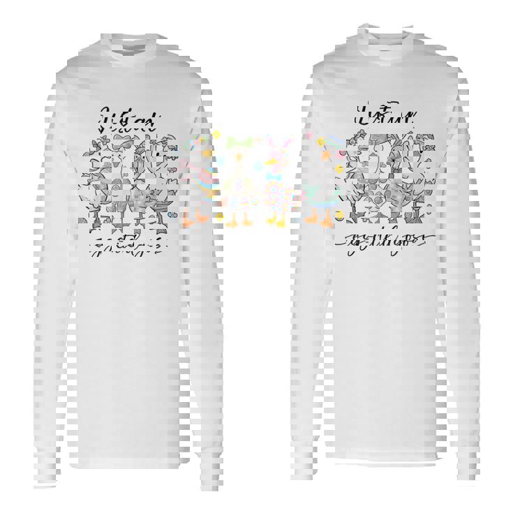 Just An Egg-Cited Goose キュート イースター バニー アヒル ファミリー 春 長袖Tシャツ ギフトのアイデア