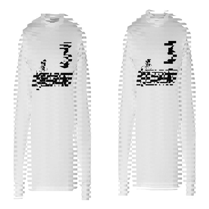 Keirin レッド ナンバー3 レッド ナンバー3 レーシング 長袖Tシャツ