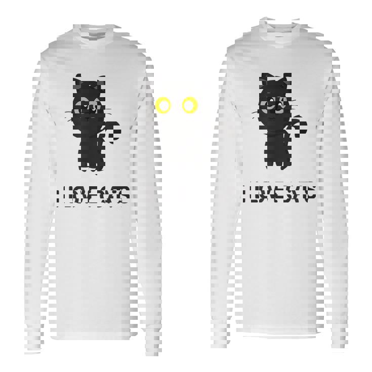 I Love Cats シャツ キュート 黒猫好き キッズ 子猫 長袖Tシャツ