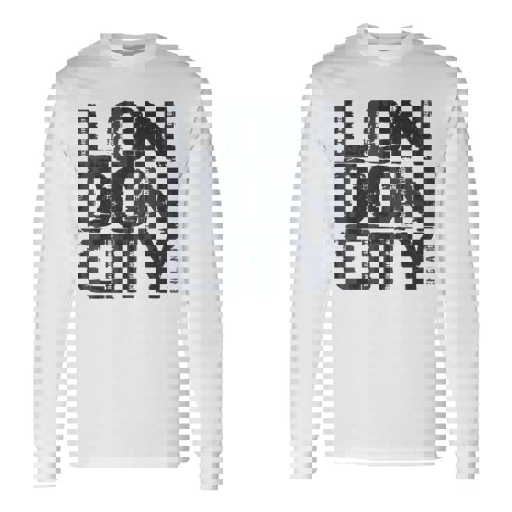 I Love London、クールでレトロなロンドンのファッショングラフィックデザイン。 長袖Tシャツ