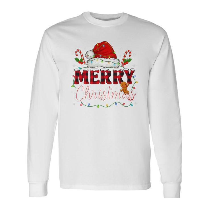 Merry Christmas Buffalo Plaid Red Santa Family Xmas Pajamas Tri-Blend Long Sleeve T-Shirt