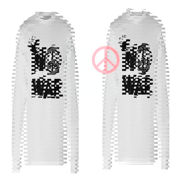 No War 反戦 平和の鳩 長袖Tシャツ